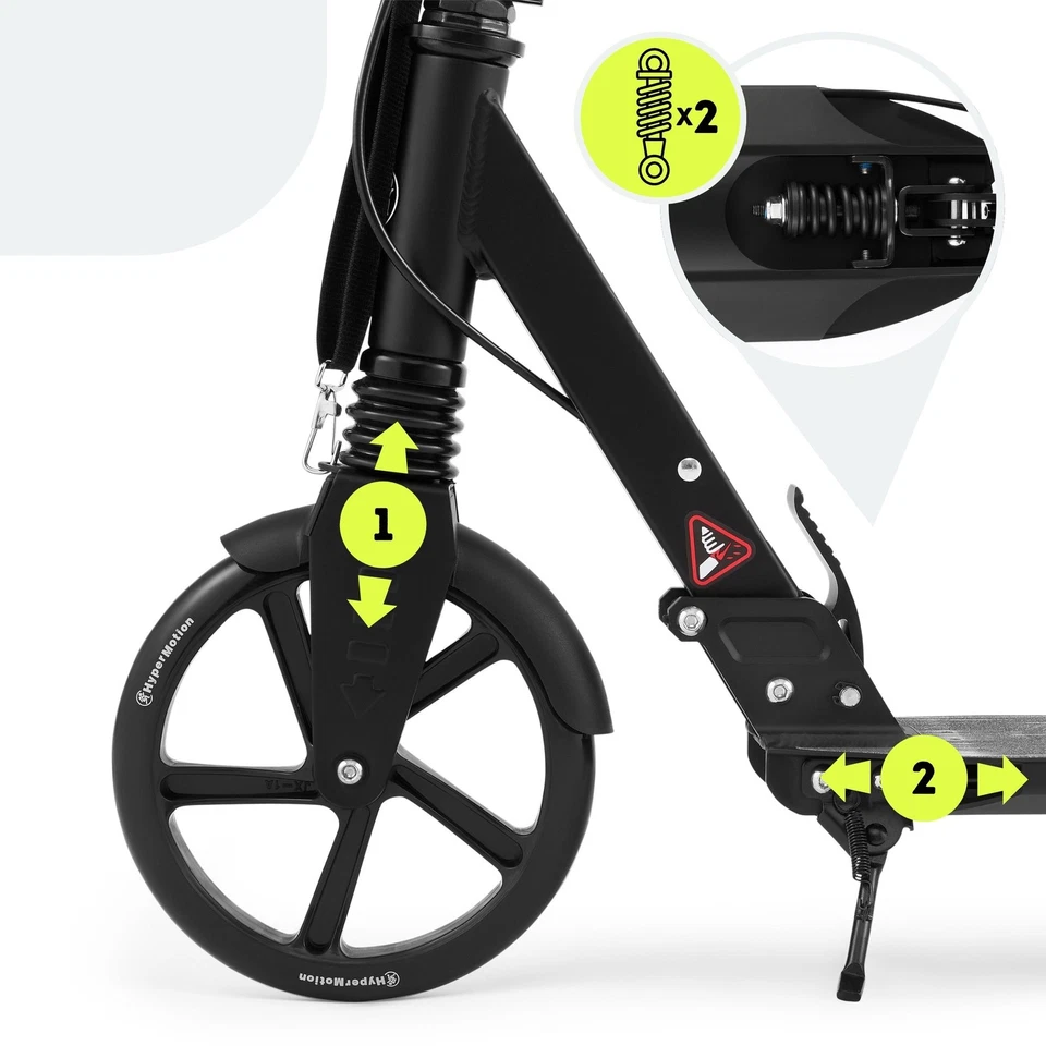 Trottinette Ado Adulte jusqu'à 100kg- 2 amortisseurs, Pliable- Aluminium- ABEC-7 - Photo 4/4