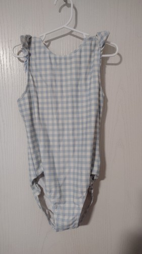 Minnow One Piece Girls Gingham Bathing Suit 5/6 Ribbon Closure - Picture 2 of 4