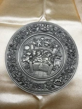 HUDSON FINE PEWTER CHRISTMAS PLATE 1983 NIGHT BEFORE CHRISTMAS ANDREA HOLLIS LTD