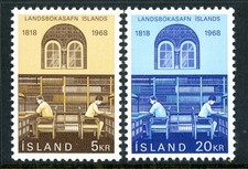 Iceland 1968 Library Sesquicentennial Set Scott #400-401 Mint Non Hinged T68