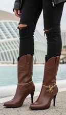 New Women Gold Metal 2 Boot Chain Bracelet Shoe Charm Spider Anklet Handmade SET