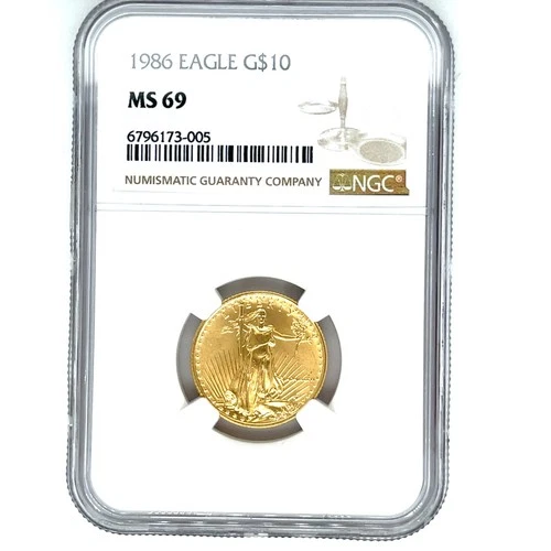 1986 G$10 1/4 Oz. Gold American Eagle NGC MS69 First Year of Issue