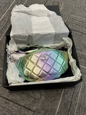 AUTH Chanel Gradient Iridescent Metallic Lambskin Quilted CC Waist Bag