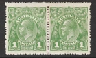1918 KGV LMW 1d GREEN PAIR ""MINT""  VERY CHEAP!