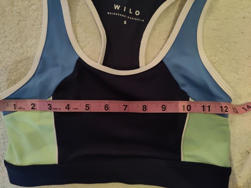 WILO Racerback Sports Bra Navy/Mint Green Color Block S NWOT - Picture 4 of 7
