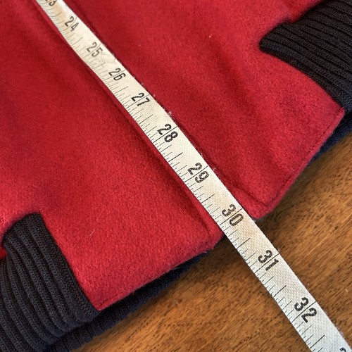 Vintage 80s Wool Jacket Coat Western Ski Town Suede Appliqué Red Unworn Sample - Picture 14 of 17