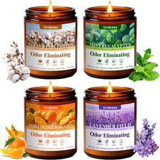 4 Pack Odor Eliminating Candles Set - Eliminates 95 of Pet, Smoke, Food  Other