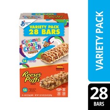 Toast Crunch and REESE'S Puffs Cereal Treat Bars, Variety Pack, 28 Ct, 23.8 oz
