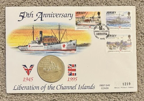 1995 Alderney £2 In FDC 3 Jersey Stamps. Liberation Of Channel Islands 1219