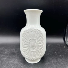 Royal Porzellan Bavaria KPM Bisque White Royal Porcelain 6.5" Embossed Vase 70’s