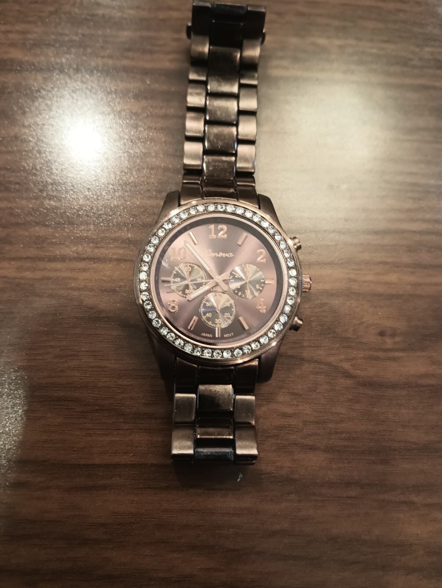 Geneva Platinum 9073 Brown/Rose Chrono Watch