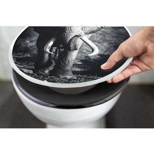 New Elongated Toilet Seat 18 in. with dog elephant lion chimpanzee kitten Prints - Picture 25 of 30