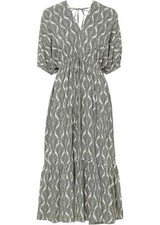 Kleid mit Fledermausärmel Gr. 48 Dunkelgrün Sandbeige Damen Sommerkleid Neu