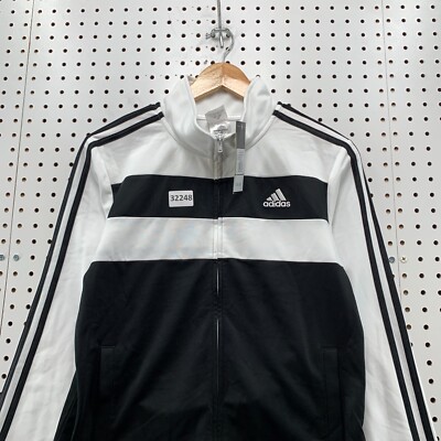 NEw Adidas TRack Jackety Youth Large 14-16 White Black Striped Fit