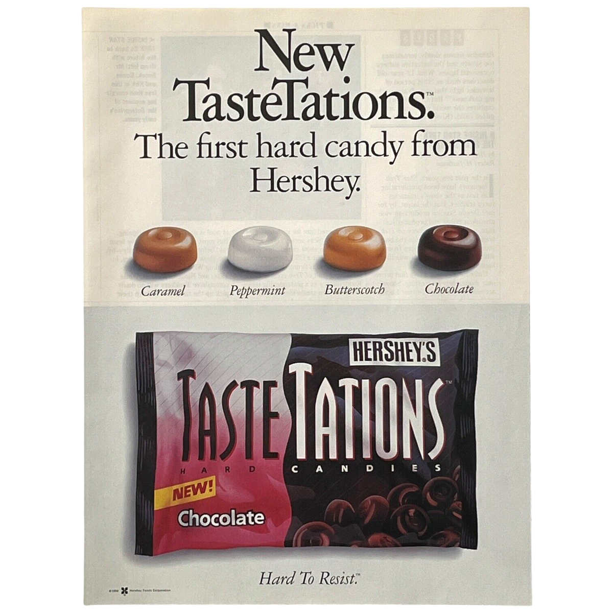 1996 Hersheys TasteTations PRINT AD The First Hard Candy From