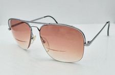 Vintage Logo Paris 025 Silver Pilot Half-Rim Sunglasses France FRAMES ONLY