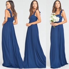 Show Me Your MuMu June Maxi Bridesmaid Gown Crisp Navy Blue Women SZ XS Wedding