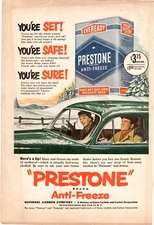1951 Print Ad Eveready Prestone Anti-Freeze National Cabon Co Car Snow Pine