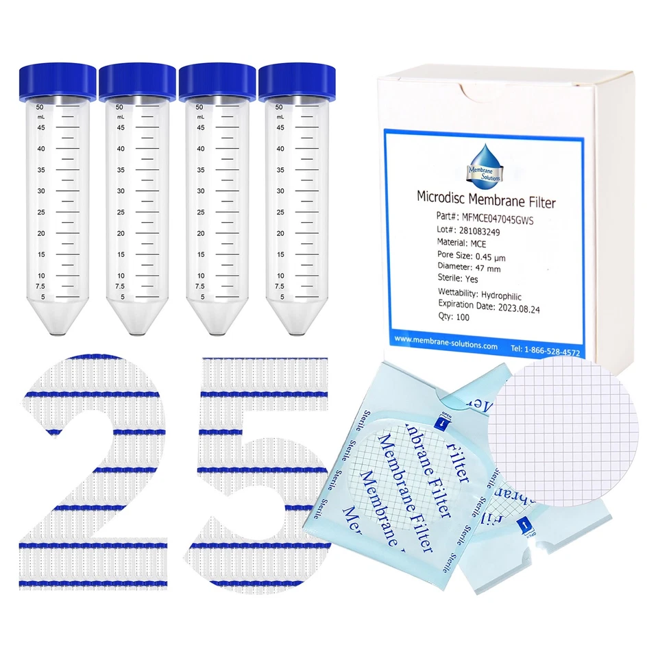 Filtro de membrana en rejilla MCE 5000x 47 mm 0,45 μm + tubos de centrífuga cónica de 50 ml GC Foto 4 de 4