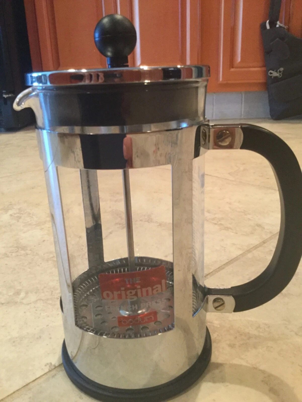 Bodum - The Original French Press - Holds 4 Cups/32 Oz - Silver And Black NEW