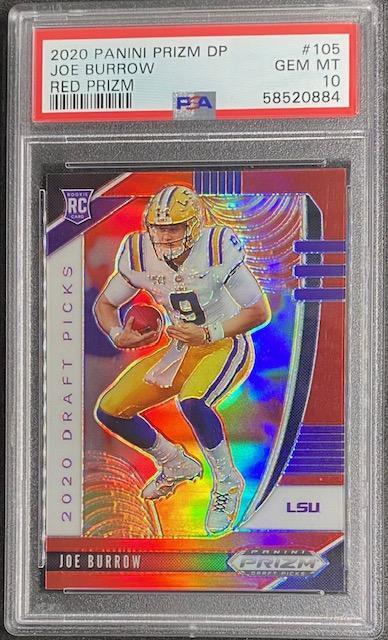 Joe Burrow 2020 Panini Prizm Draft Picks Red Prizm #105 Bengals Rookie RC PSA 10
