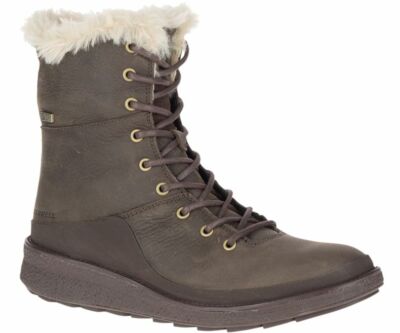 Womens Merrell Tremblant Ezra Lace Polar Waterproof Boots Brown Expresso J99074