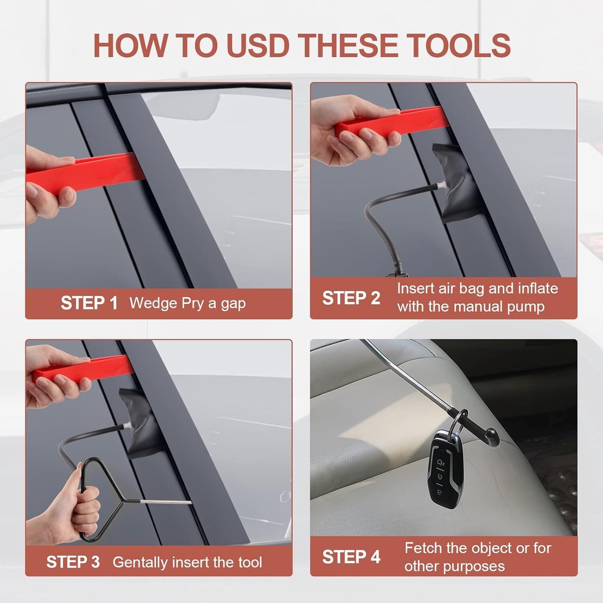 Car Lockout Tools 24-Piece Car Door Window Emergency Unlock Tool Kit ...