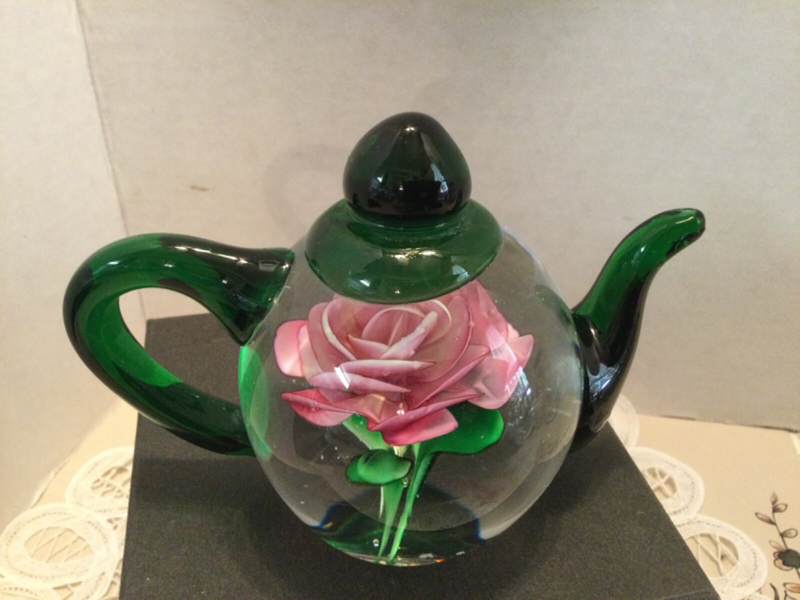 Dynasty Gallery Heirloom Collectible Art Glass Flower Teapot