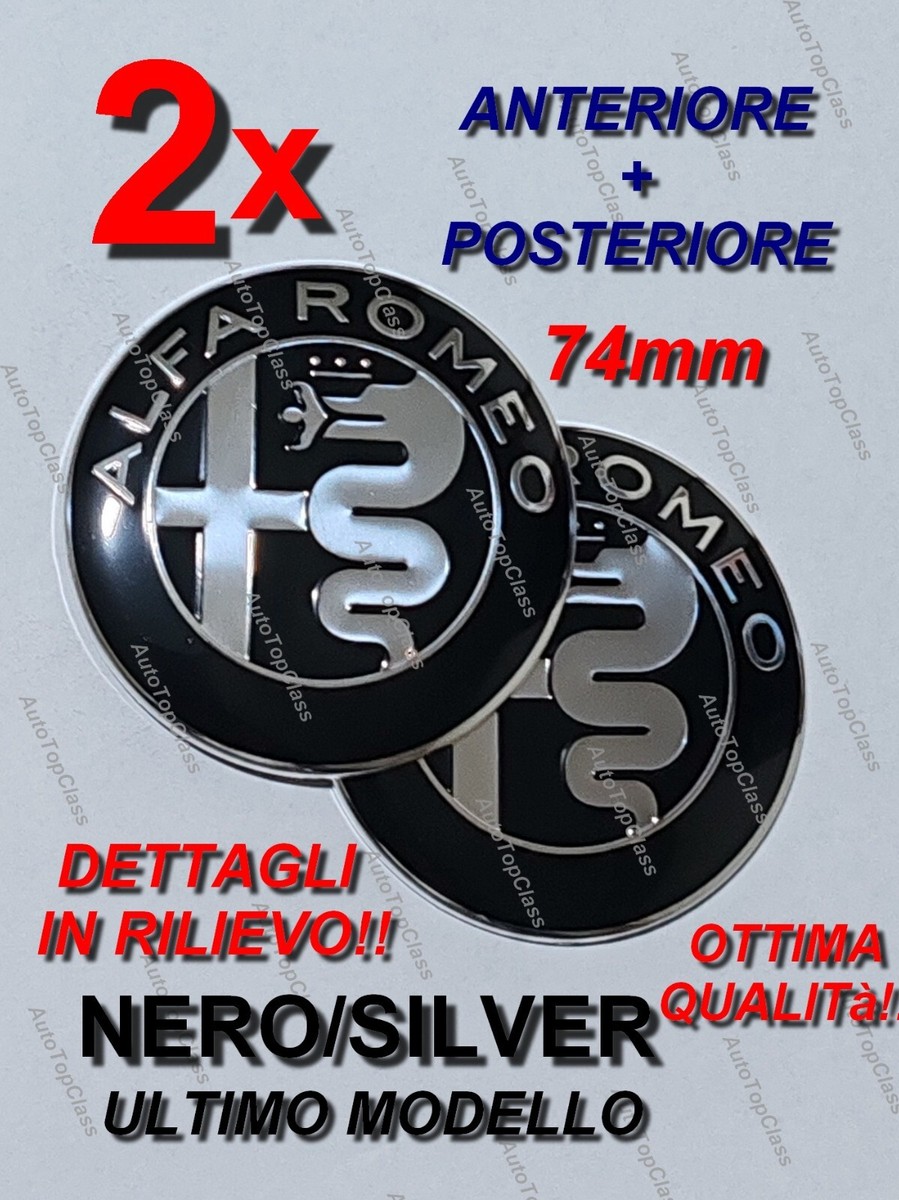 2 Stemmi Alfa Romeo Nero E Rosso 74mm - Per Cofano Anteriore E Posteriore | Compatibile Con 147, 156, 159, Mito, Brera - Foto 12
