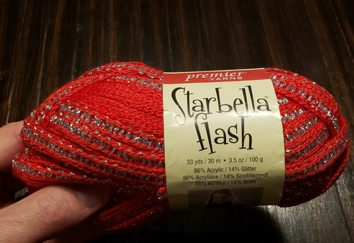 Premier Yarns Starbella Flash 3.5 Oz 33 Yds Ruby 1-Ball Project NEW - Picture 4 of 5