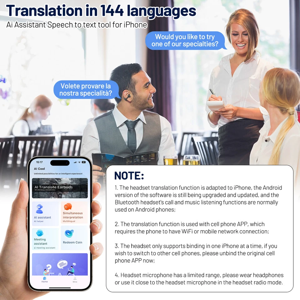 2025 Smart AI Translation Earbuds 144+ Languages Real-Time Bluetooth Headphones - Image 4 of 4