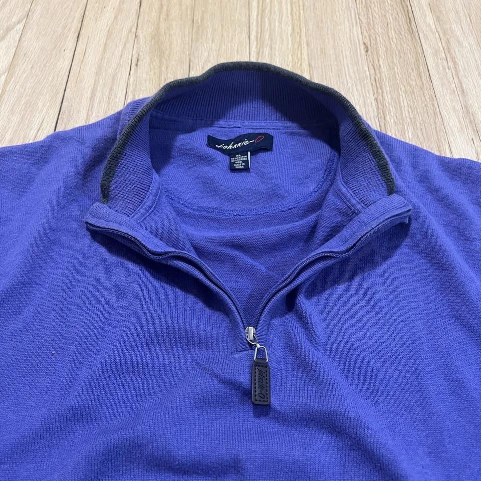Johnnie O Sweater Men XL Purple 1/4 Zip Merino Wool Classic Golf Comfort Dadcore - Image 2 of 4