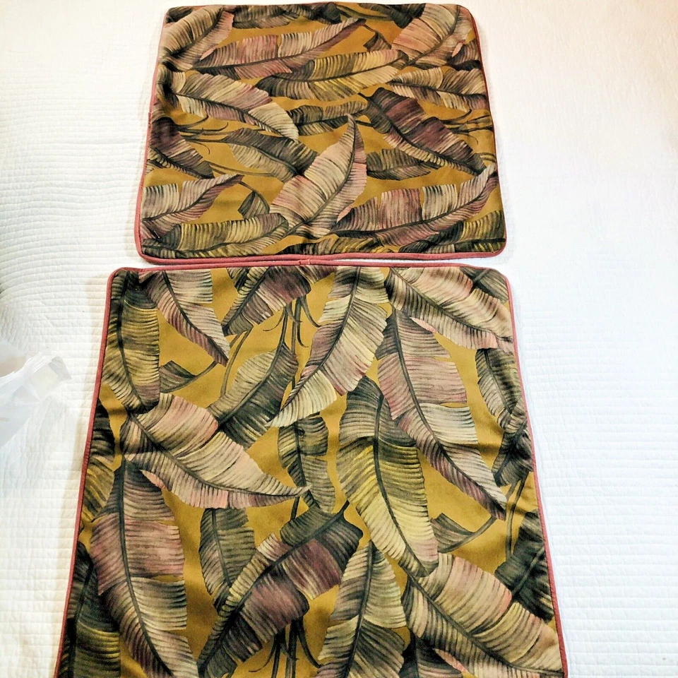 Juego de 2 Fundas de Almohada Cuadradas 21"x21" MCM Tropical Malva Verde Oliva Cremallera De Colección Foto 2 de 4