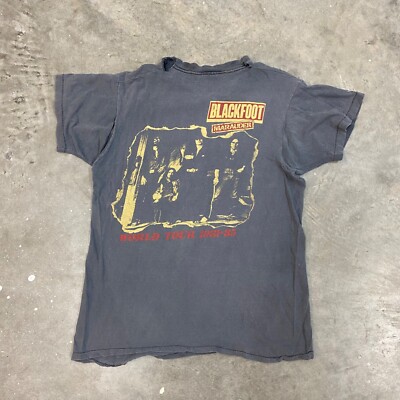 90s vintage T-bone sweat black 鬼フェード　ボロ RARE VTG Blackfoot Marauder World Tour '81-'85 FADED T Shirt