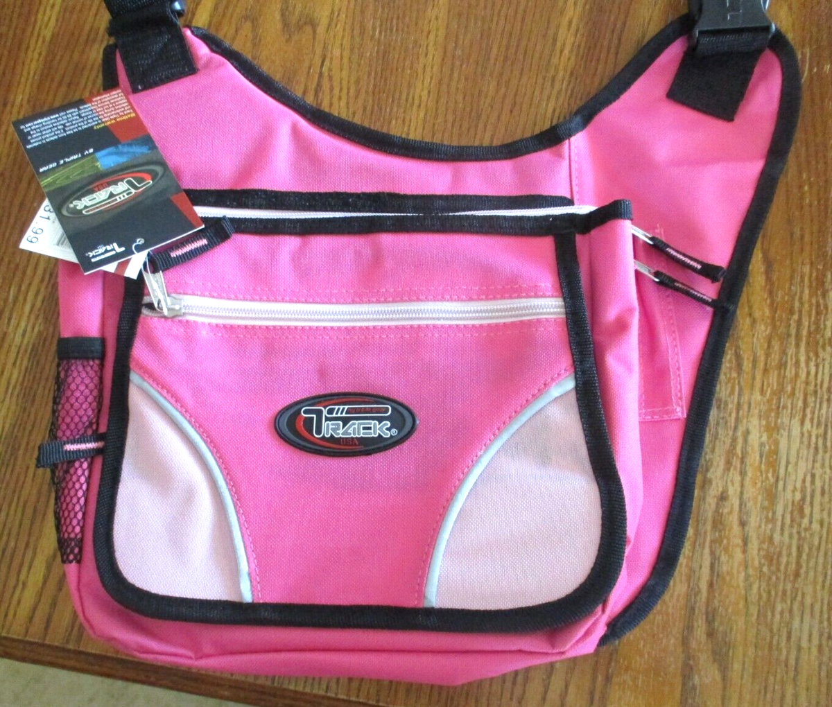 TRIPLE GEAR, TRACK USA Hot Pink/Baby Pink Crossbody Gear Bag, 15x14x4, NWT