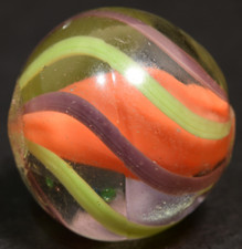 Vivid Orange Solid Core German Handmade Antique Marble, HTF Purple 16.7mm 21/32