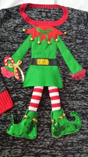 EUC United States Sweaters Womens Sweater Ugly Christmas Elf Bells Size 0X - Picture 2 of 2