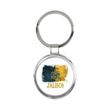 Jalisco Mexico : Gift Round Keychain Distressed Flag Vintage Mexican Expat