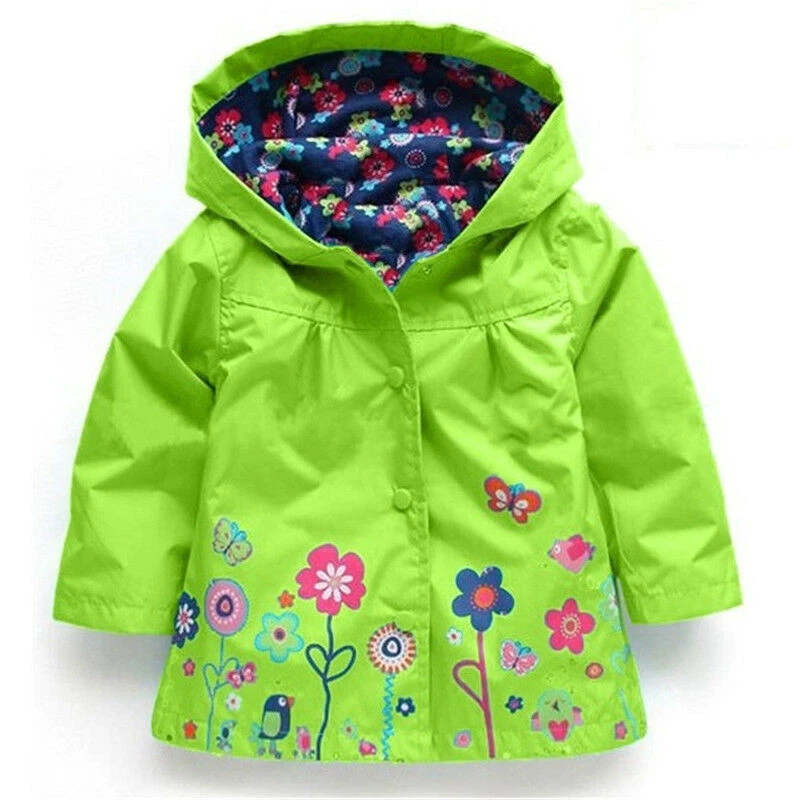 Boys Girls Toddler Kids Waterproof Windproof Hooded Jacket Rain Coat Outerwear - Image 3 of 4
