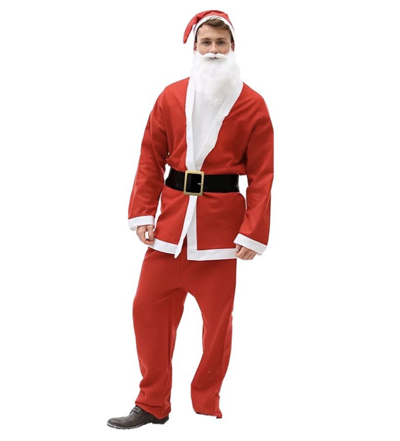 Traje Papa Noel Con Barba Envío Especial 24 Horas!!!!!!!!!!