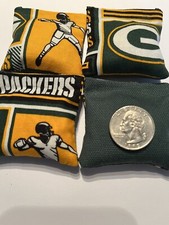 4 Green Bay Packers  Hunter GreenBack  Mini cornhole bean bags, 2" X 2"  2