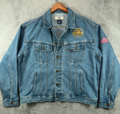 VTG LEE Rider 101 CROWN ROYAL DENIM Trucker JACKET Adult XL Stone Wash Distress