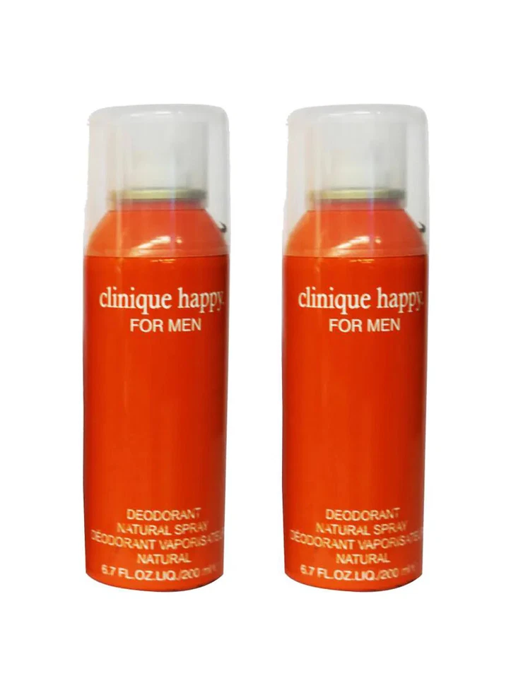 Clinique Happy парфюмированный дезодорант спрей для мужчин 200 мл x 2 упаковки, Бесплатная доставка - Изображение 2 из 3