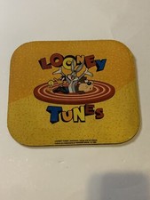 Vintage 90s Looney Tunes Thick Mouse Pad Warner Bros 1995 Bugs Taz Daffy Tweety