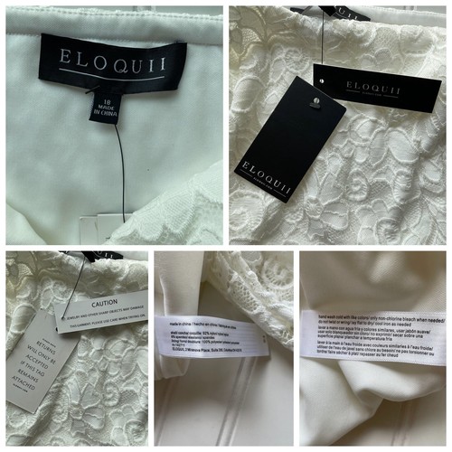 Eloquii Lace Cropped Off the Shoulder Blouse Ivory Off White Size 18 NWT Bridal - Picture 9 of 11