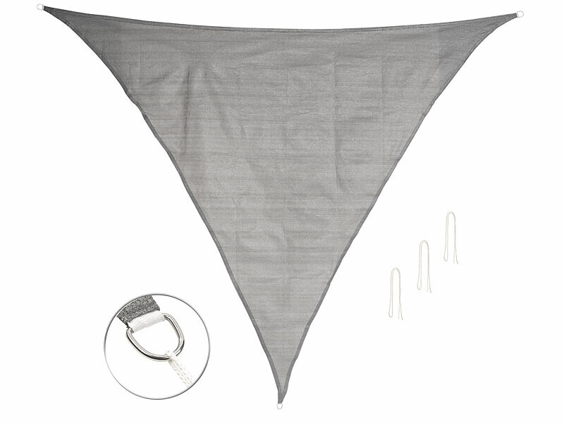 Voile d'ombrage triangulaire gris 3m pour ombrager un coin repas de jardin