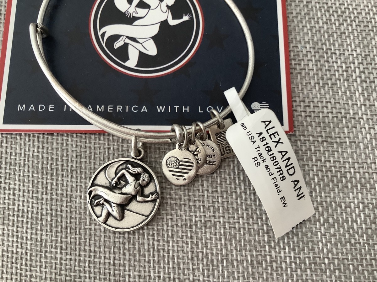 NEW Alex and Ani TEAM USA Running Track Adjustable Silver Charm