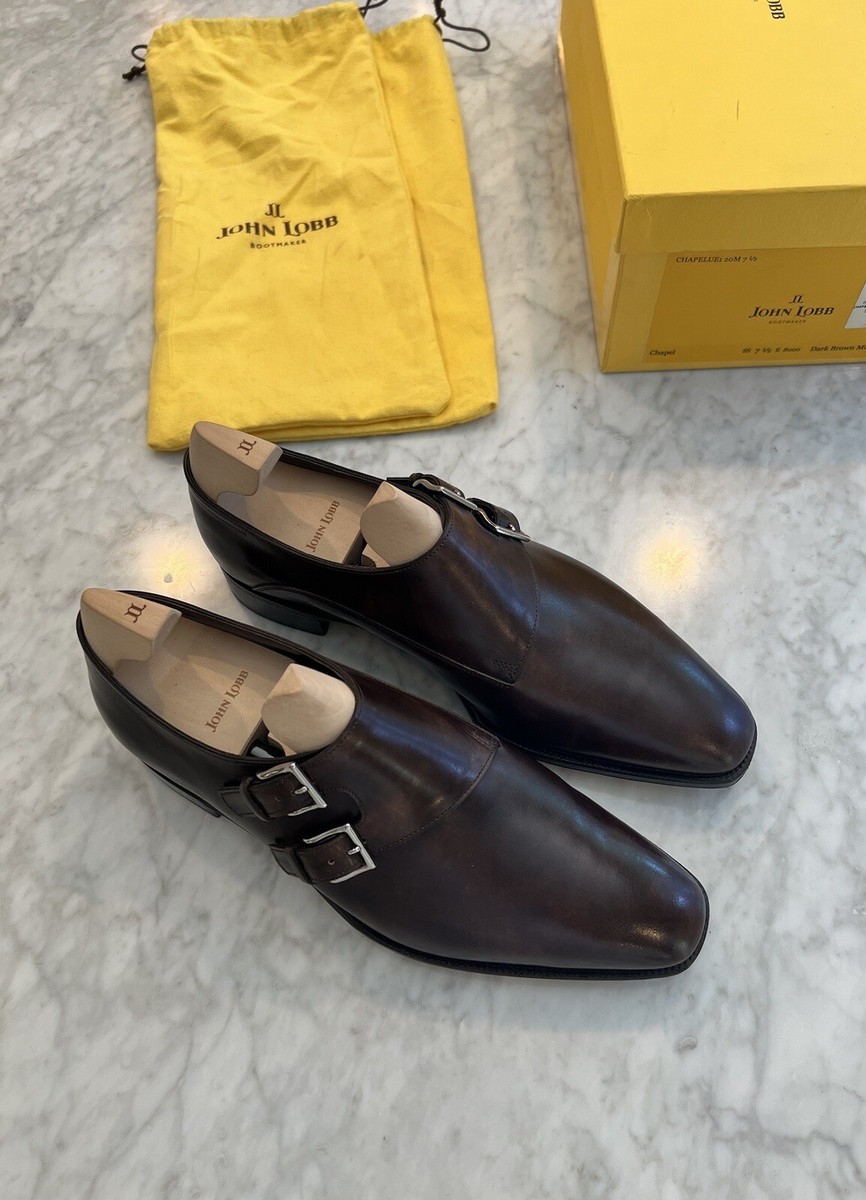 JOHN LOBB Chapel Dark Brown Museum Double Monk Strap Loafer UK 7.5