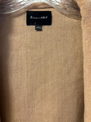 Women's Vintage Camel Line and Dot Floor Length Wool Coat Size L with Fringe - Picture 9 of 11