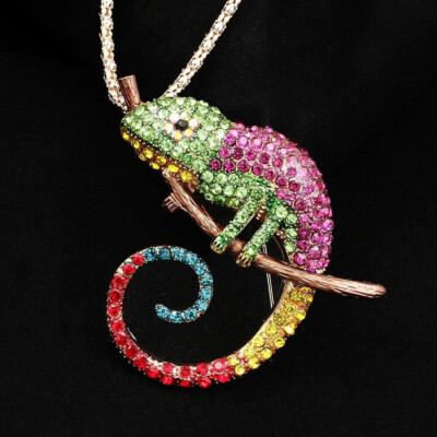 Broche Fantaisie Caméléon - Violet Et Vert - Bijou Femme élégant - Neuf Avec étiquettes